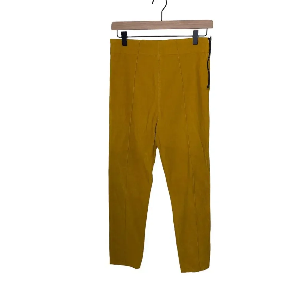 PRAIRIE UNDERGROUND Side Zip Corduroy Leggings Gold Mustard Yellow Size Medium